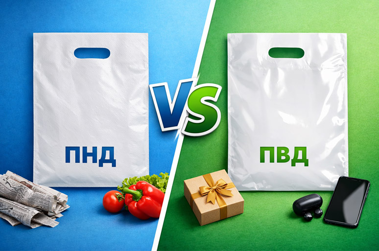 Пакеты с прорубной ручкой: ПВД и ПНД - в чём разница?